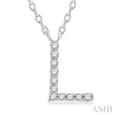 1/20 Ctw Initial 'L' Round Cut Diamond Pendant With Chain in 10K White Gold